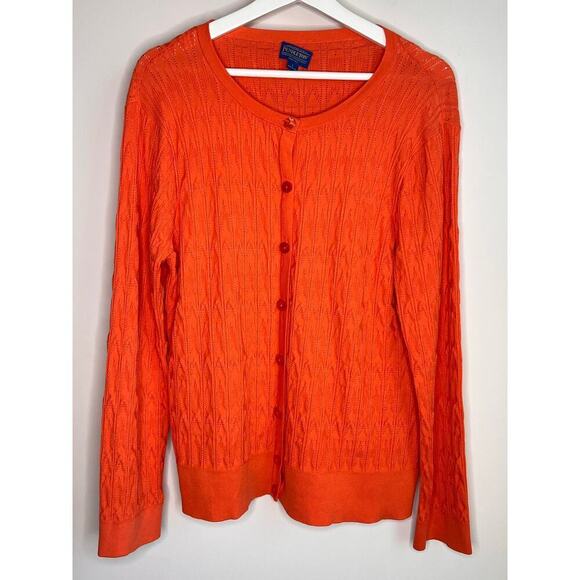 Pendleton Long Sleeve Button Front Knit Cardigan Sweater Orange Women's Size L - Picture 1 of 9